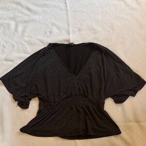 Lucky Brand Black V‑Neck Dolman Waist Top